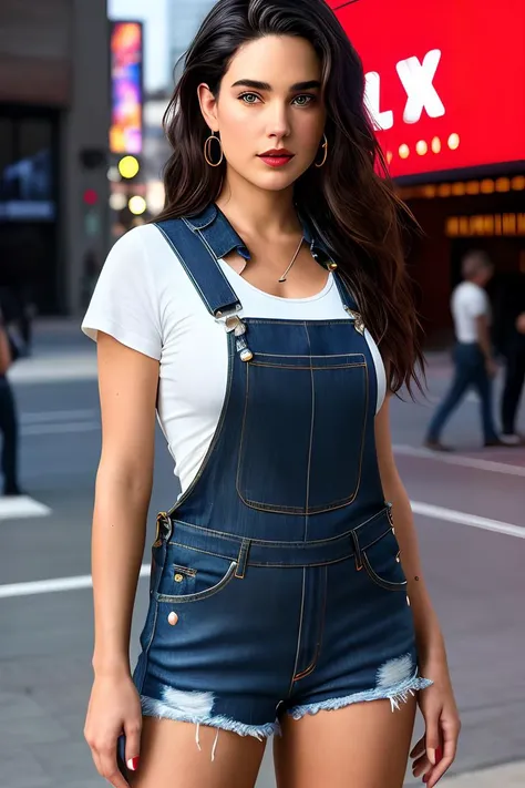 photo of extremely sexy (jg_jcon:0.99), a woman as a movie star, modelshoot style, (extremely detailed CG unity 8k wallpaper), photo of the most beautiful artwork in the world, professional majestic oil painting by Ed Blinkey, Atey Ghailan, Studio Ghibli, by Jeremy Mann, Greg Manchess, Antonio Moro, trending on ArtStation, trending on CGSociety, Intricate, High Detail, Sharp focus, dramatic, photorealistic painting art by midjourney and greg rutkowski, (sxexy denim overalls:1.2), ((movie premiere)), ((standing near a movie theater)), ((paparazzi in the background)), (looking at viewer:1.2), (detailed pupils:1.3), (modern outfit:1.2), (closeup portrait:1.2), red lips, jewelry