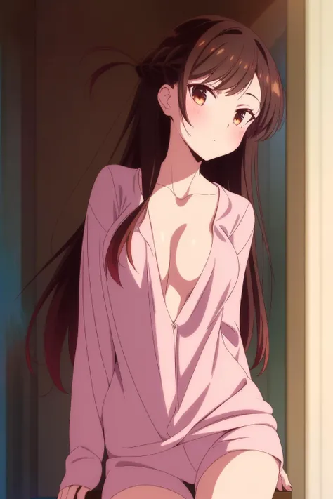 <lora:NakedPajamas:0.8>,pajamas,no bra,<lora:Mizuhara Chizuru1Ve:0.8>,1girl,brown hair,long hair,bangs,one side up,braid,brown eyes,<lora:add_detail:0.6>, Exquisite visuals, high-definition,masterpiece,best quality,Exquisite visuals,high-definition,masterpiece,best quality,18yo,Young female,Beautiful Fingers,Beautiful long legs,Beautiful body,Beautiful character design,