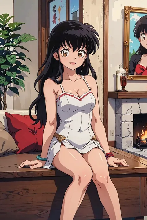 (masterpiece, best quality, very aesthetic, ultra detailed), intricate details, 4k, 1990s (style), anime screencap, BREAK, 1girl, (large breasts:1.2), ass, ass focus, ass grab, standing, narrow waist, aamars, long hair, black hair, red eyes, slingshot swimsuit, beach, cowboy shot, blush, embarrassed, looking at viewer