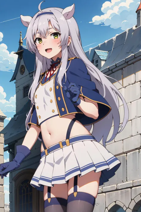 masterpiece, highest quality, disorganized, Super detailed,Aaron_Fleet This Kushon -Ship This-,Photo from below、Panty shot、thigh high boots、pantyhose