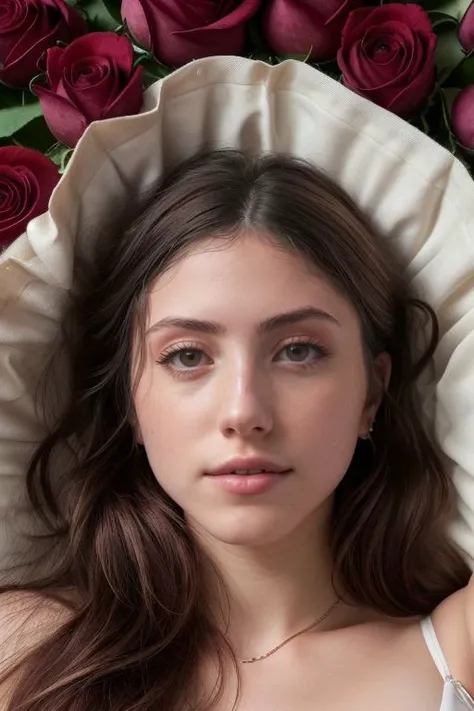 DEN_sofia_espanha,
laying in a rose bed with heaps of roses wearing flowers as clothing, (Roses:1.3), Rose, Rose petals, laying in a (pile of roses:1.3), (mound of roses:1.3), (heap of rose:1.3)s, lots of roses,
bokeh, f1.4, 40mm, photorealistic, raw, 8k, textured skin, skin pores, intricate details  <lora:epi_noiseoffset2:1>, epiCRealism