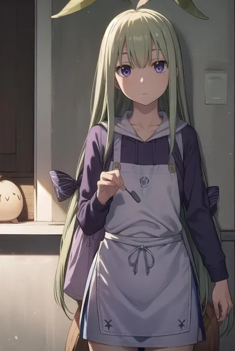 mandragora, <lora:mandragora-lora-nochekaiser:1>,
mandragora, long hair, bangs, ahoge, green hair, (purple eyes:1.1), bow, hair bow,
BREAK shorts, hood, apron, hoodie,
BREAK indoors,
BREAK looking at viewer, (cowboy shot:1.5),
BREAK <lyco:GoodHands-beta2:1>, (masterpiece:1.2), best quality, high resolution, unity 8k wallpaper, (illustration:0.8), (beautiful detailed eyes:1.6), extremely detailed face, perfect lighting, extremely detailed CG, (perfect hands, perfect anatomy),