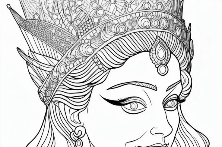 coloring page of a Queen head