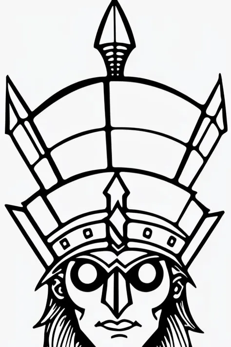 coloring page of a don't starve style knight head <lora:dontStarveStyle_dontStarveV10:0.55>