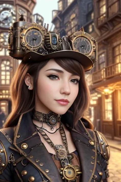 photo of CatPlantASMR, (front to camera), detailed european face, (aspiring facial expression), (((steampunk style close))), ((steampunk city on the background)), RAW, analog style, ultra detailed photograph, cinematic lighting, artstation, 4k, sharp focus, high resolution, detailed skin, detailed eyes <lora:CatPlantASMR:0.9>