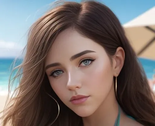 CatPlantASMR (sharp focus:1.2), photo, (beautiful face:1.1), detailed eyes, luscious lips, (cat eye makeup:0.85), wearing (bikini:1.2) on a (beach:1.2), depth of field, bokeh, 4K, HDR. by (James C. Christensen:1.2|Jeremy Lipking:1.1). <lora:CatPlantASMR:0.9>