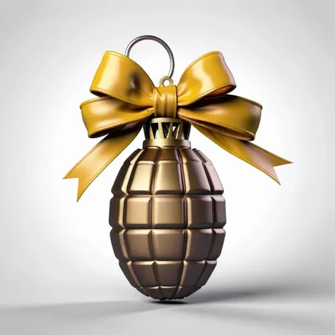 exploding hand grenade wrapped in a yellow golden bow, Christmas armory background
<lora:christmas:0.6>