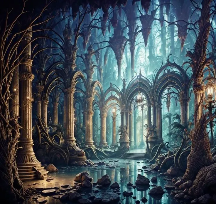 (masterpiece:1.2), (best quality,:1.2), 8k, HDR, ultra detailed, ((photorealistic)), perfect anatomy, professional light, cinematic lighting, fashion photography, ambient lighting,<lora:detail_slider_v4:2>, DarkElves, a dark and sinister temple of the drow spider goddess in a cave, spider motives, <lora:DarkElves-10:1>, ((perfect hands)), epiCPhoto,