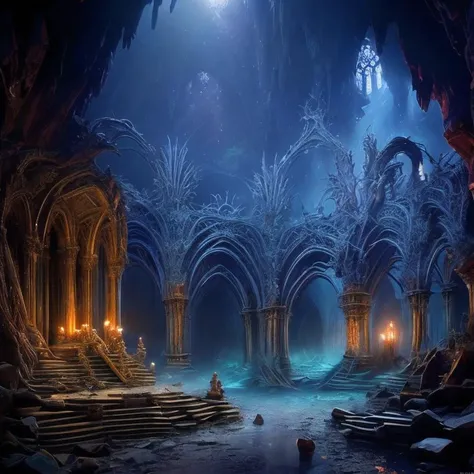 (masterpiece:1.2), (best quality,:1.2), 8k, HDR, ultra detailed, ((photorealistic)), perfect anatomy, professional light, cinematic lighting, fashion photography, ambient lighting,<lora:detail_slider_v4:2>, DarkElves, a temple of the spider goddess in a cave, gothic architecture, spikes, <lora:DarkElves-10:1>, epiCPhoto