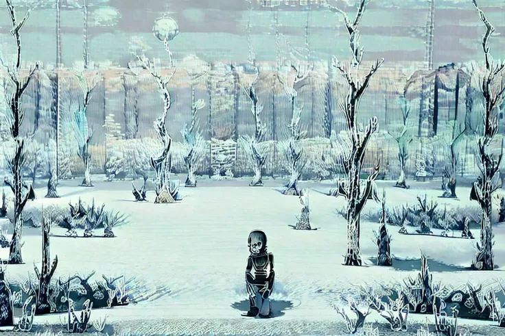 masterpiece, <lora:kadabura_25D-54:1> kadabura, skeleton, scenery, graveyard, moon, detailed background, bare tree