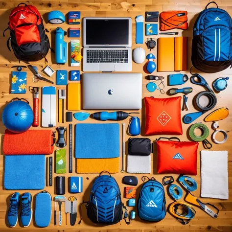 (Realistic:1.5) edobthings backpack removed, book, lace-up boots, baseball mitt, leaf, white footwear, glasses, album cover, blue footwear, towel, towel, table, print shirt, telstar, comb, parasol, flower, leaf, laptop, red jacket, couch, pencil case, bag charm, spoon, scissors, couch, sword, table, <lora:EdobThings_v1.0:1>