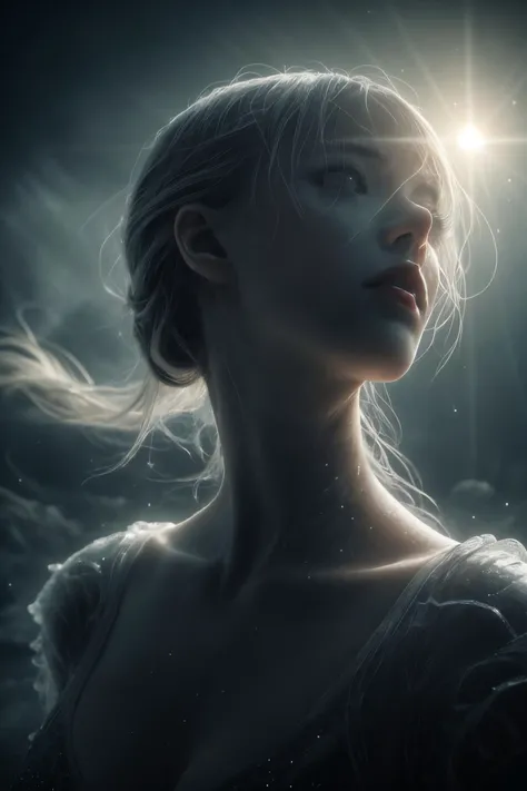 Digital art, image, hyper-detailed, complex composition, masterpiece, close-up, glow, abstract, surrealism, detailed, otherworldly, fantasy, soft pastel, natural volume, light, atmospheric , sharp focus, centered composition, professional photography, complex background, soft haze, sun rays, masterpiece. animalistic, beautiful, mysterious, horror, <lora:Proto:0.5>