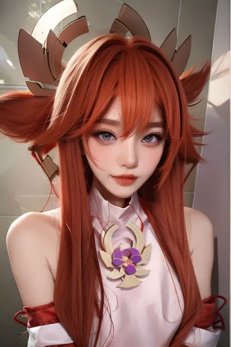 (Best Quality, Masterpiece:1.4), (Realism:1.2), (Realisitc:1.2), (Absurdres:1.2), (photorealistic:1.3), Realistic Skin,Solo,( Very Big Eyes,beautiful detailed eyes, symmetric eyes,), ((cowboy shot)),1girl,solo,
very long hair,solo,red hair,
<lora:red9fox:0.8>,red9fox,fox ears,fox girl,hair ornament,jewelry,off shoulder,forehead mark,long sleeves,tail,