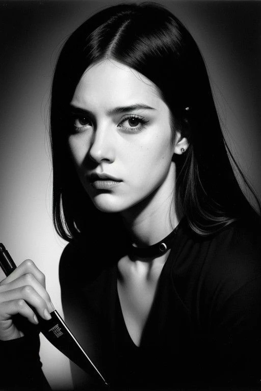 <lora:super-000001:1>,a black and white drawing of a girl,in the style of cyberpunk manga,heavy use of palette knives,dino valls,blink-and-you-miss-it detail,chris samnee,animated gifs,brooding mood,