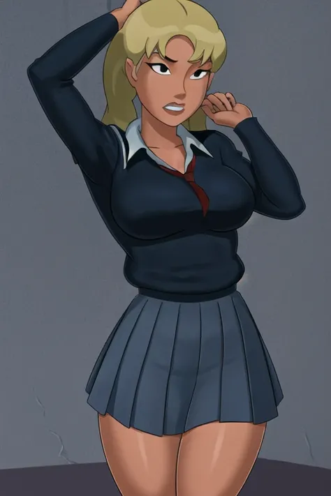masterpiece, best quality, cowboy shot, 1girl, solo, toned, <lora:SomethingUnlimitedV03:0.9>, school uniform
