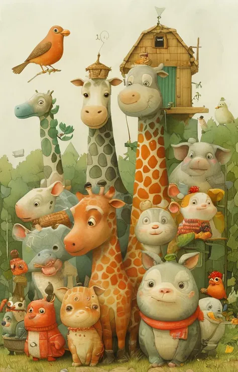 masterpiece,best quality,<lora:tbh159-sdxl:1>,illustration,style of Kestutis Kasparavicius, animals