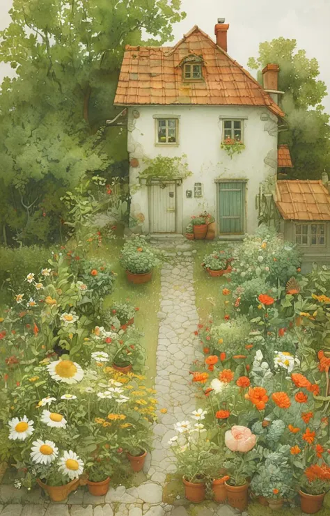 masterpiece,best quality,<lora:tbh159-sdxl:1>,illustration,style of Kestutis Kasparavicius, garden