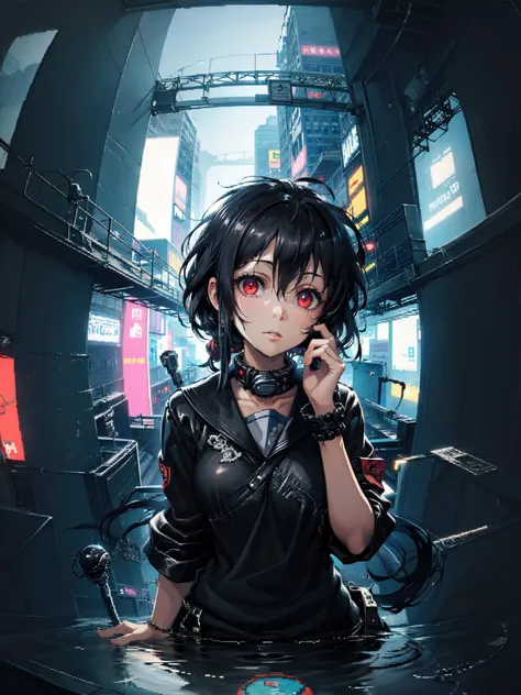 (pixel art:1.4),Beautiful detailed girl, extremely delicate and beautiful girls,
masterpiece,best quality,official art,extremely detailed CG unity 8k wallpaper, masterpiece, best quality,(Fisheye lens:1.4),((close up)),++++++++++++++++(2girl:1.4),(Beautiful face:1.2)(black hair), long bangs, (hair scrunchie), (head tilt),(red eyes),((Exquisite eyes)), (serafuku:1.3), (Grab the camera),(Look up),(Face away from the camera)++++++++++++++++++++++++++++++++++++(cityscape,in the cyberpunk city, haze,medium breasts, Complex overpass,flyover,Tram viaduct,night,Glass curtain wall,Neon light,billboard:1.4),+++++++++rain,Water on the ground,Beautiful water reflection