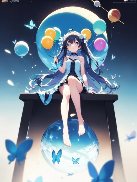 masterpiece, best quality,(cover design), ((cover art)),(perfect detail anime girl),(beautiful and delicate eyes),
//
([balloons:Small planets:0.5]:1.4), (Small_planets inside of balloons:1.4), (lots of colorful Small_planets:1.35)
(colorful planets, earth, floating petals, big balloons:1.22),
1 girl, cute face,
Full body, sitting, detailed beautiful eyes, bare legs, costume combination, Goddess, perfect body, [nsfw:0.88]
(sitting on ice_planet:1.22)
(lots of [floting blue Butterflies:floting ice:0.4]:1.22)
(detailed light), (an extremely delicate and beautiful), volume light, best shadow,cinematic lighting, Depth of field, dynamic angle, Oily skin,
//
delicate light, light art, perfect detail picture, 8k wallpaper, a extreme beautiful picture,((extreme delicate poster)), grand masterpiece,(highres)