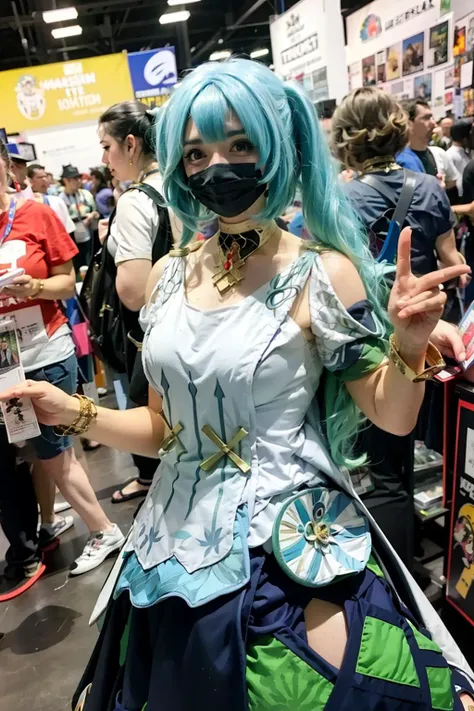 masterpiece, best quality,pov,<lora:cc-000010:0>,crowd,cosplay,comic con,1girl,torn