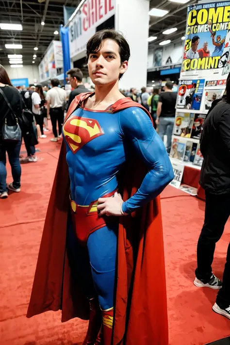 masterpiece, best quality, <lora:cc-f:1>,pov,crowd,(comic con:1.2),(cosplay:1.2),1boy,multiple girls, multiple boys, superman,