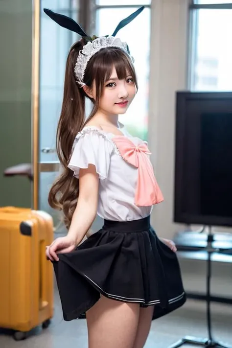 memgirl, <lora:de:0.3>, masterpiece, best quality,indoors,1girl,cosplay,crowd, photo background,(skirt lift, dress lift, panties:1.2),  <lora:lovableChineseGirlMeme_v2:0.9>,