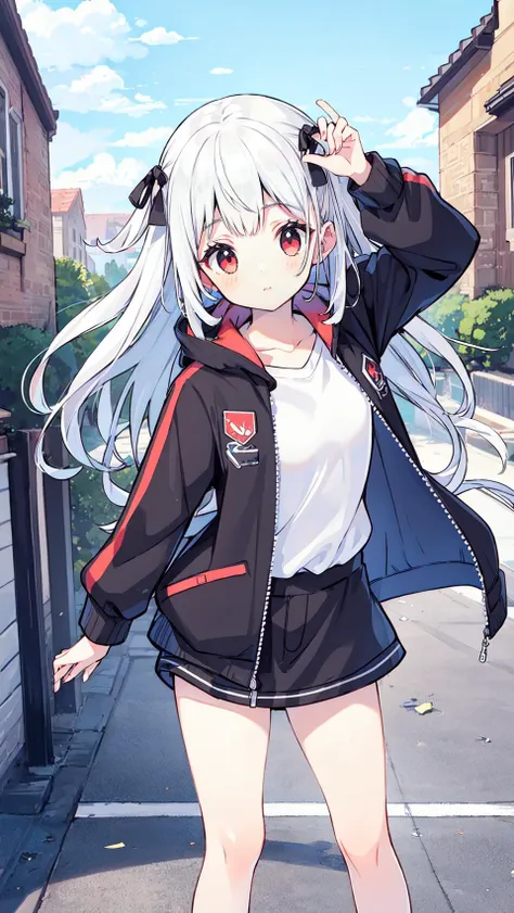 (masterpiece:1.2),best quality,perfect anatomy,extremely detailed,
BREAK
cute girl,solo,shiny skin,very long hair,small breasts,
cute eyes,(red eyes:1.3),(white hair:1.4),
BREAK
white shirt,jacket,open jacket,
BREAK
city,street,
BREAK
looking at viewer,character focus,dynamic pose,
BREAK