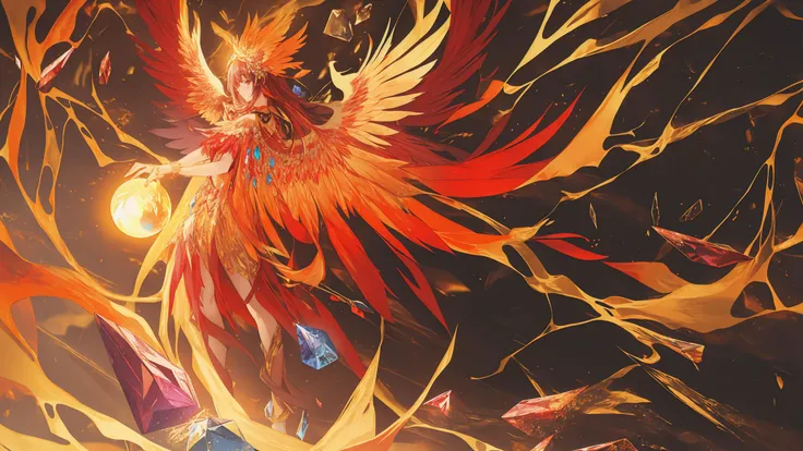 masterpiece,best quality,extremely detailed 8K wallpaper,phoenix,crystal,crystal_ball,
