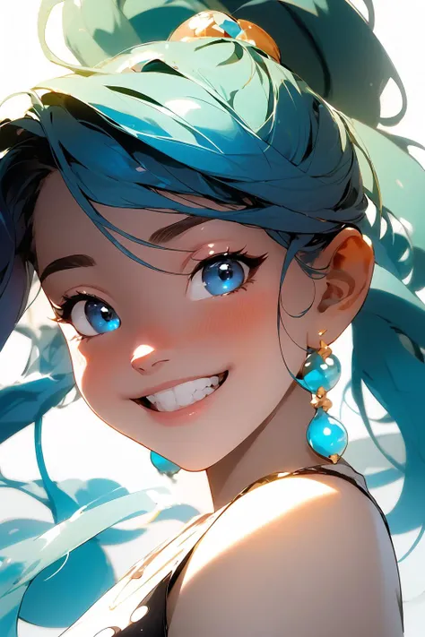 (masterpiece, best quality),best lighting,1boy, chibi style,cute,beautiful and delicate face,beautiful and delicate eyes,big eyes,shiny skin,t-shirt,close up,water,laughing,upper body,clear background,fantasy,(bright theme:1.2)