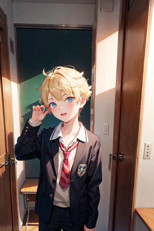 <lora:0013Areoford:1>,aniford,1boy,blonde hair,petite,school_uniform,