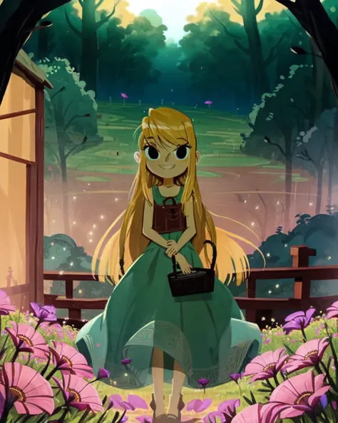 masterpiece, high quality, (high resolution:1.21), (detailed illustration), (2d), <lora:winryRockbell_v10:0.65>, blonde hair, round eyes, eyelashes, long straight hair, blue eyes, medium breasts, wide hips, cute sun dress, standing in a field of flowers, wide grin eyes closed, looking at viewer, carriage interior, (pixel-winry), caustics, (HDR), <lora:hauteCoutureSummer_v10:0.7>, <lora:teoskaffa_v10:0.85>
