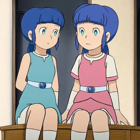 blue_hair, four-leaf_clover,<lora:Sofia:0.8>,masterpiece, best quality, 2girls, blue eyes,