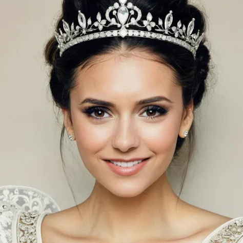 (Skin texture),High qualitycloseup face portrait photo, analog, film grain, actress dressed as a medieval queen with a delicate diamond tiara,regal,   <lora:nidobrev_xl_1_standard_wo_cap_merger_15_63_79_04_03_03:1>, bright smile