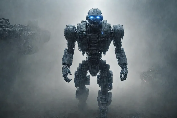 half human, half machine, cyborg walking through very heavy fog, <lora:d\EnvyHazeSliderXL01:1.6> haze, BREAK
blue flash in background, lasers <lora:EnvyGreeblesXL01:1.3>