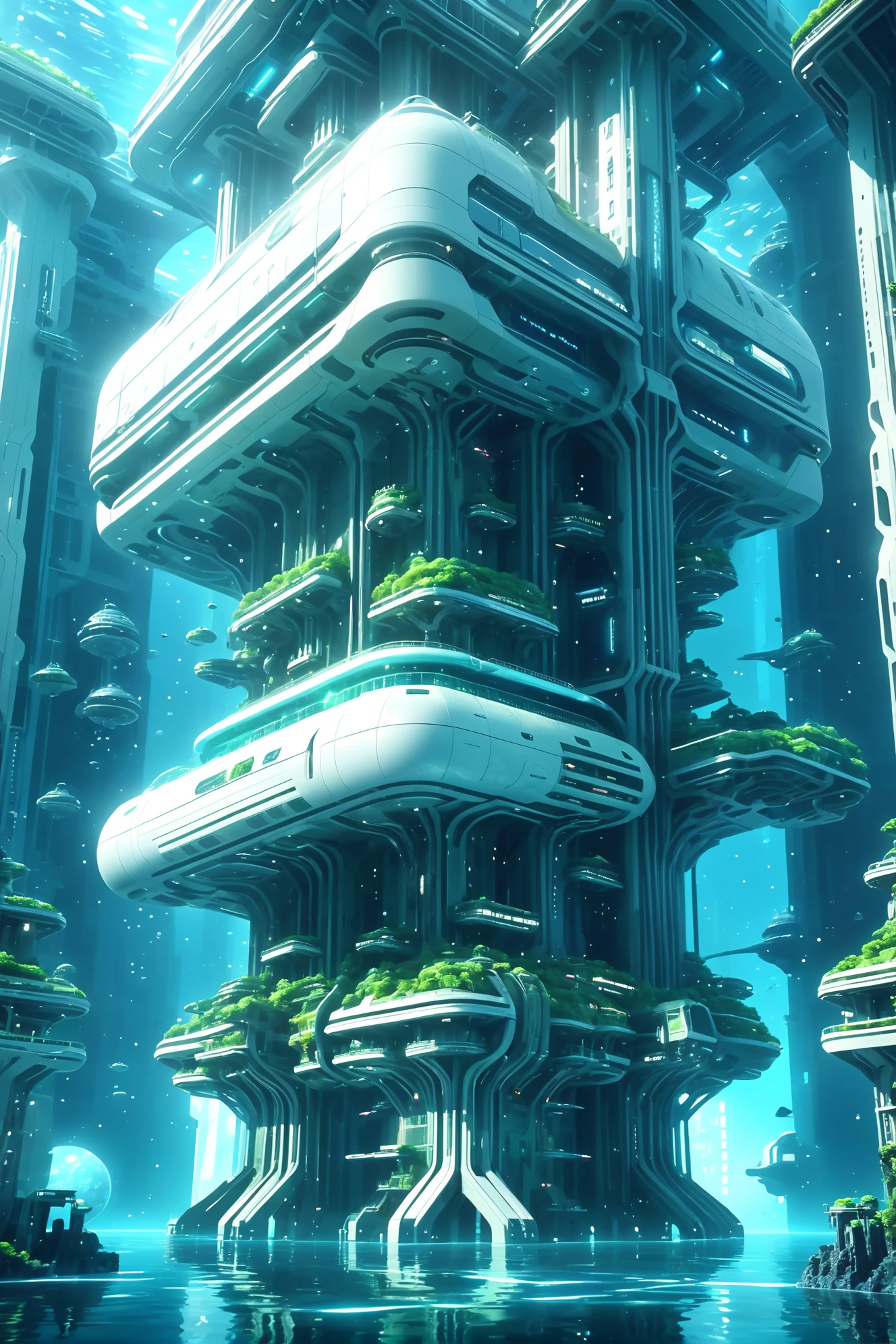 government building in a techno-optimist scifi underwater megastructure edge of the multiverse, masterpiece<lora:EnvyGreeblesXL01:0.6>