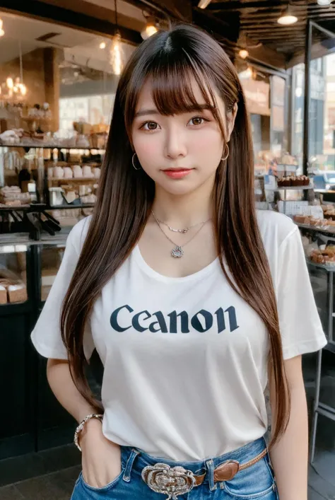 (masterpiece, best quality:1.1), beautiful, (RAW, analog, Canon 28 mm, award winning glamour photograph, realistic), fine details, 8k, uhd, realistic, photo-realistic, clear, highres, high detail, sharp focus, aesthetic, extremely detailed, max detail, elegant, sharp focus, HDR, high quality,
BREAK,
real world, (ultra detailed), intricate details, natural lights, perfect lighting, <lora:InstantPhotoX3:0.2>, <lora:add_detail:0.5>, (facing viewer, panorama, full shot, looking at viewer, standing, model posing:1.4),
BREAK
1girl, she is young Japanese girl, (brown hair, short hair, bangs, full body, slim body, small tits:1.2), (extremely detailed body, extremely detailed skin), (she is wearing T-shirts, shorts, shoes, necklace, bangle:1.2),
BREAK
(she is working cake shop, indoors, extremely detailed background:1.2), (bright eyes, LiyuuV1:1.3),<lora:LiyuuV1:1>,