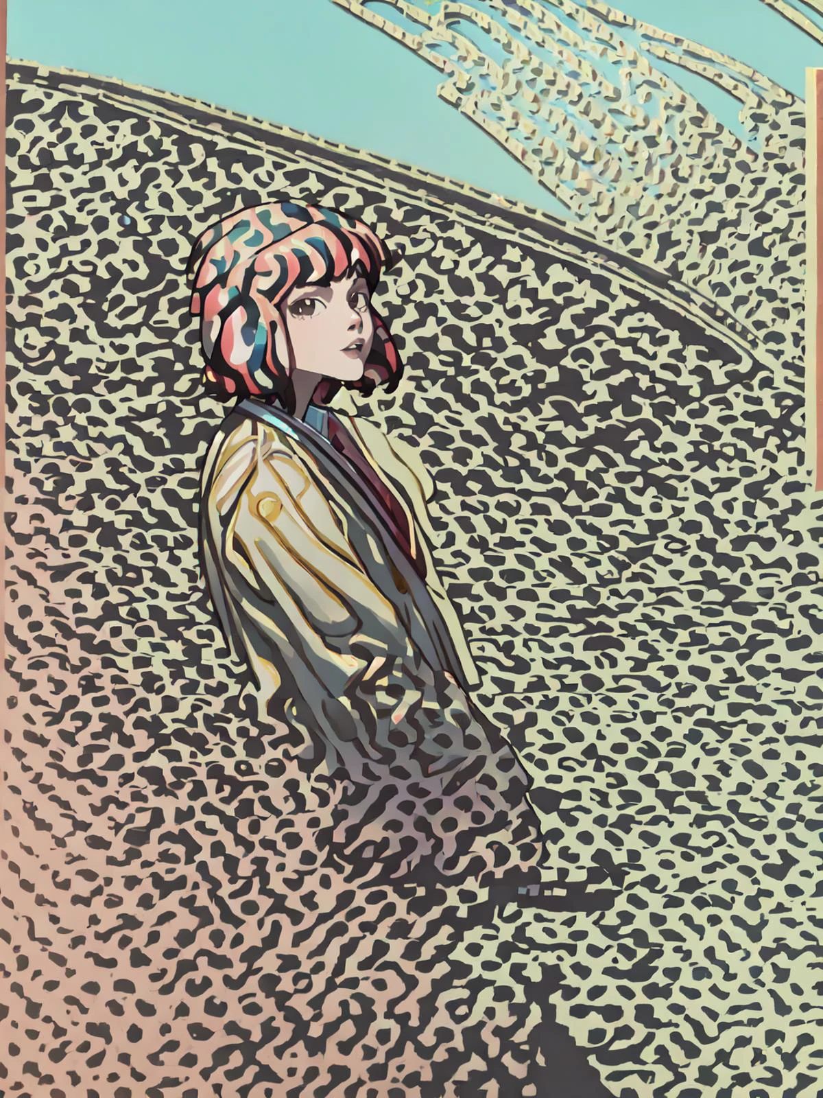 Rosarita from Syria, medium (shoulder-length:1.2) grown-out pixie-cut [blonde:pink:.3] hair, striking, in shape body, [silver and yellow eyes, heterochromia], button-up vest, pinstripe trousers, and fedora hat, [starpunk], day, (glowing eyes), [glowing hair] <lora:Dark_Shine:.86> <hypernet:sxzBloom_sxzBloom:.11> <lora:more_details:-.52> <lora:Heterochromia_h4.v2:.4> <lora:IFE:.55>