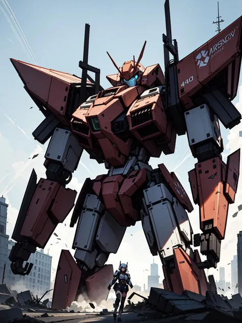 absurdres, highres, ultra detailed, masterpiece, 4k wallpaper, (dynamic lighting), 1girl, ((mature)), ((mecha)), (giant robot)