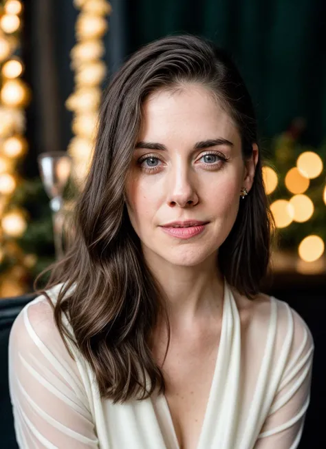 RAW photo of 20 years old alisonbrie-ti, natural lighting, 8k uhd, dslr, high quality, film grain, Fujifilm XT3, <lora:add_detail:0.7>, by Peter Lindbergh, christmas theme, young
