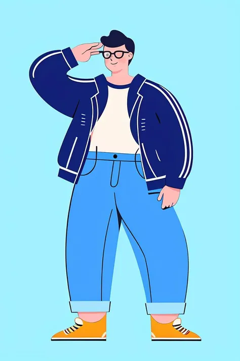 masterpiece,best quality,<lora:æå¹³ç·å¥³_V1:0.8>,vector,fullbody,a very fashionable boy standing,in glasses,