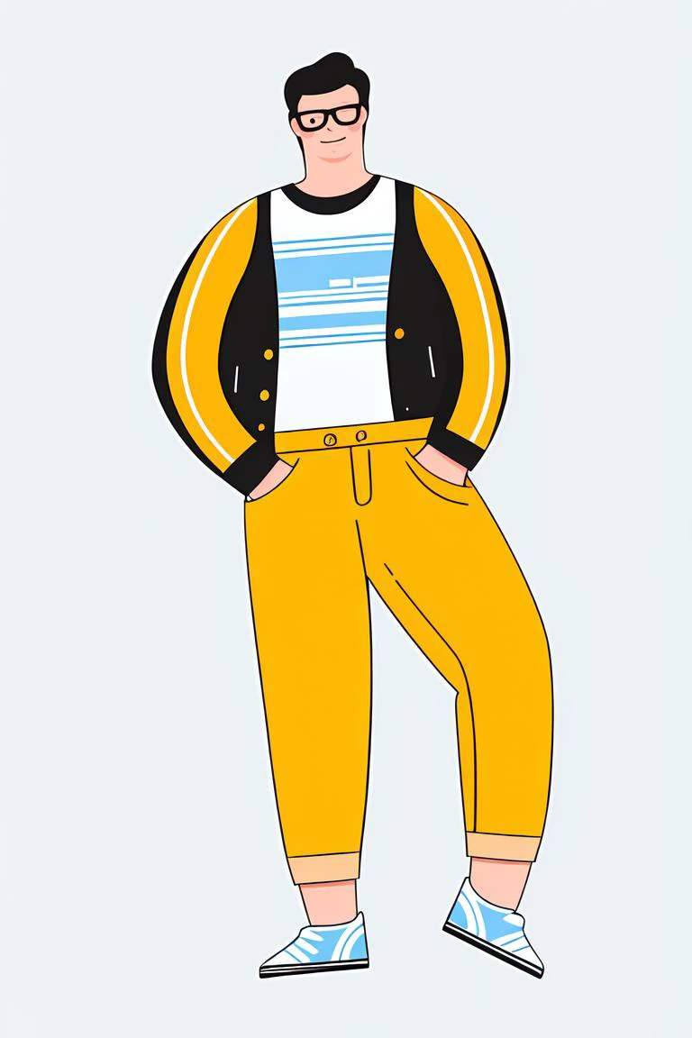 masterpiece,best quality,<lora:æå¹³ç·å¥³_V1:0.8>,vector,fullbody,a very fashionable boy standing,in glasses,