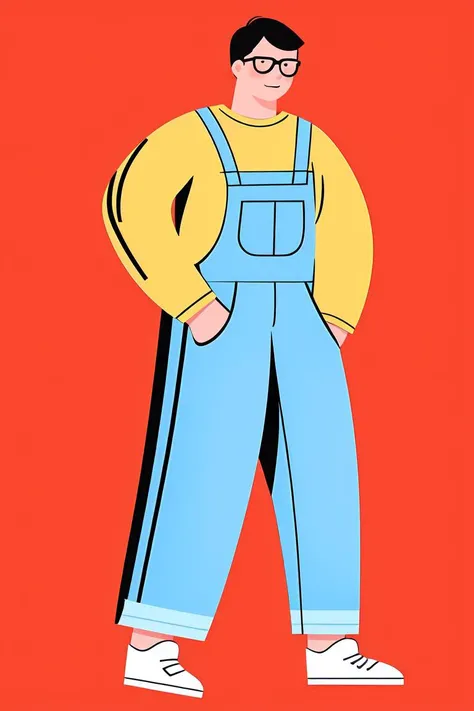 masterpiece,best quality,<lora:æå¹³ç·å¥³_V1:0.8>,vector,fullbody,a very fashionable boy standing,in glasses,