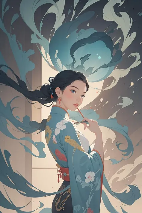 flat vector art,vector illustration, shadow flat vector art,(NSFW:1.2)single girl with single face, In an enchanting setting, an oil painting (1.2) captures a dynamic scene, where a confident girl (1girl) leans against a dreamy background infused with elements of Chinese aesthetics. The backdrop, adorned with mesmerizing Ambilight colors, exudes a touch of China's charm. The dynamic brushwork (1.2) brings her form to life, while the double-exposure background weaves an ethereal atmosphere. Vivid splashes and lively brushstrokes add an artistic flair. Limited colors burst forth on an ultra-detailed 8k unity wallpaper, seamlessly incorporating elements of Chinese culture, complemented by zentangle and mandala motifs that blend harmoniously with fractal art (1.3). The dynamic angle presents an elegant dance of chaos against a dreamlike atmospheric brutalist design background. A symphony of renowned artists like James Jean, Roby Dwi Antono, and Ross Tran contributes to an ecstatic musical notes ambiance. Floating colorful sparkles (1) illuminate her glowing skin against the cosmic backdrop, creating a tranquil mosaic reminiscent of blue and green jellyfish (1.2) amidst the photorealistic (1.2) depths. <lora:anxiang:0.5>,pink flowers, <lora:shuV2:0.3>, <lora:GoodHands-beta2:0.8>