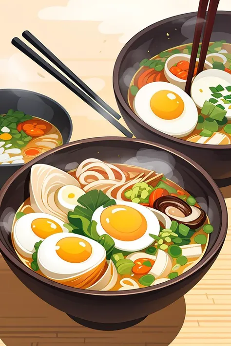 masterpiece,best quality,ultra detailed,japanese ramen,chopsticks,egg,steam, <lora:more_details:0.3>,