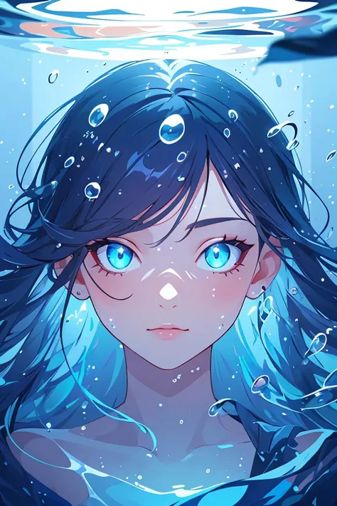 flat vector art,vector illustration, Holographic,glowing eyes.abstract background,detailed face and eyes,1 girl,air bubbles,light coming through water,school of fish,split layers of water,beauty,hyper detailed render style, masterpiece, best quality, highres,,<lora:GoodHands-beta2:1>