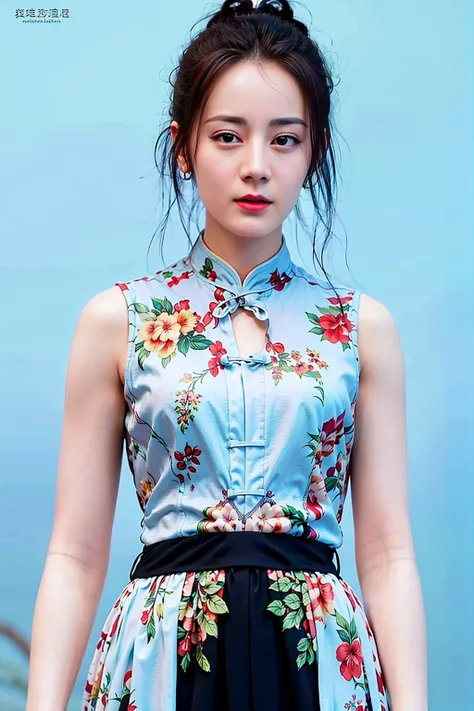 masterpiece, best quality, 1girl, aqua eyes, black hair, closed mouth, multicolored background, looking at viewer, outdoors, solo, upper body, alluring, clean, beautiful face, pure face, pale skin, sexy pose,((china dress)),hair bun, ((perfect female figure)), mature female, milf, narrow waist, chinese deity, seductive, highly detailed,best quality, masterpiece, highres, original, extremely detailed 8K wallpaper,masterpiece, best quality, illustration, beautifully detailed eyes, cinematic lighting,
