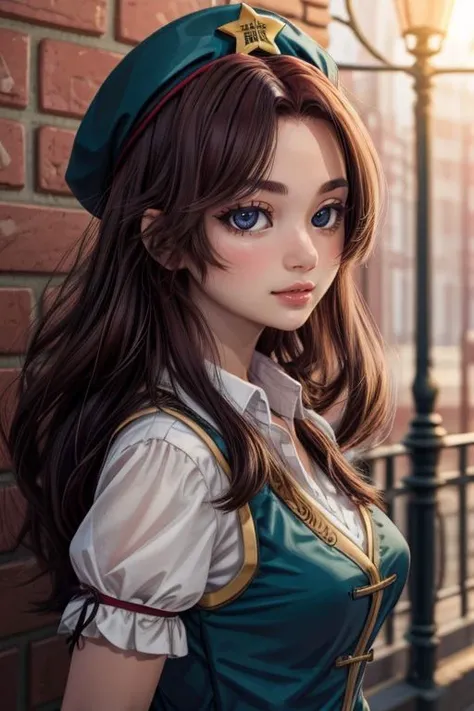 <lora:add_detail:0.75> <lora:copax_charm_eu:0.225> (photorealistic,masterpiece, best quality), face confident, upper body,
hong meiling,1girl,hat,red hair,blue eyes,long hair,braid,short sleeves, chinese clothes <lora:meiling:1>