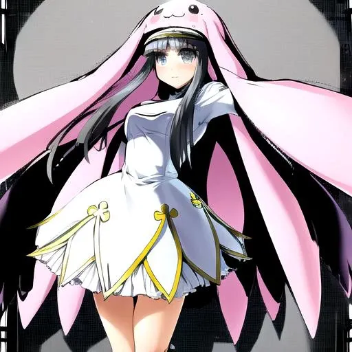 (masterpiece:1.1), (best quality:1.1), 1girl, Real light and shadow, anime face, 4k, 8k, wallpaper,epic, detail texture, ((1girl)), solo, <lora:Sistermon_Blanc:1> sistermon blanc, long hair, grey hair, nun, hat, animal hat, :3, dress, boots, white dress, white footwear, knee boots, long sleeves, grey eyes