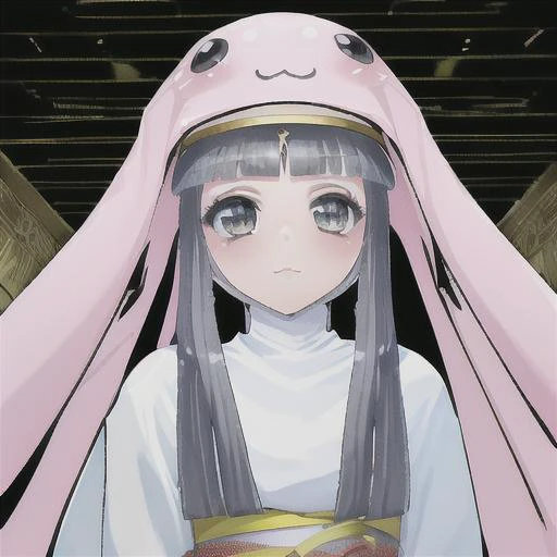 (masterpiece:1.1), (best quality:1.1), 1girl, Real light and shadow, anime face, 4k, 8k, wallpaper,epic, detail texture, ((1girl)), solo, <lora:Sistermon_Blanc:1> sistermon blanc, long hair, grey hair, nun, hat, animal hat, :3, ((kimono, japanese clothes, white kimono)), grey eyes