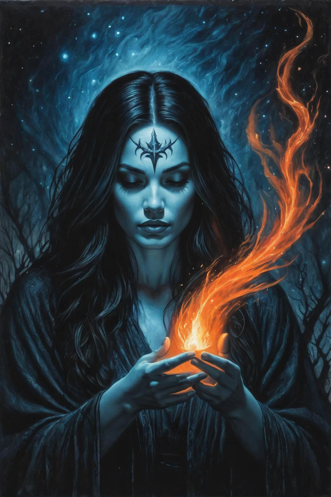 by Shawn Coss, by David Burdeny, by Alena Aenami, casting a spell, oil pastel<lora:oil_pastel:1.00>, mythical